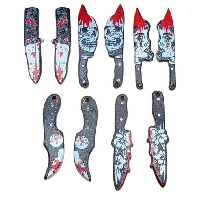 Wholesale 10pcs  Acrylic Scissors and Axe Novelty Props Double-sided Printed Pendant DIY Earrings and Bracelets