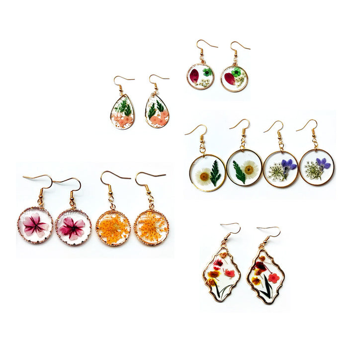 Wholesale Vintage new plant dried flower earrings with niche design, high-end feel, light luxury earrings, earrings, pendants, pendants