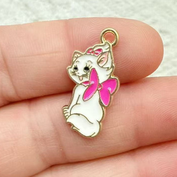 Wholesale 10pcs Cute Cat Alloy Keychain Mini Handmade Accessory Pendant