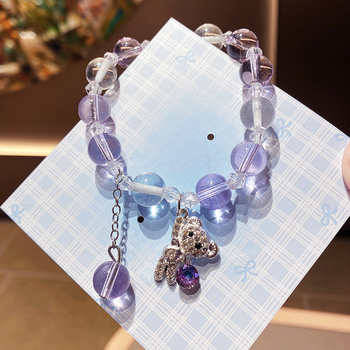 Wholesale Blue Diamond Studded Bear Bracelet Imitation Crystal Fashion Jewelry Accessory MOQ≥3