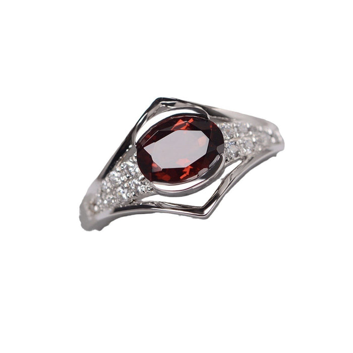 Wholesale Ring set garnet red zircon