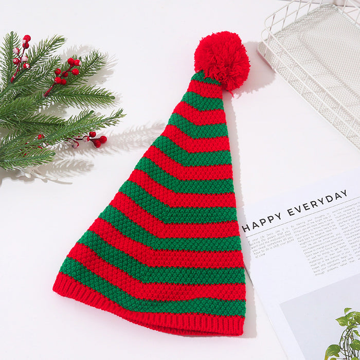 Wholesale Red and White Christmas Hat Bell Christmas Hat Color Matching Fur Ball Woolen Hat  Knitted Hat