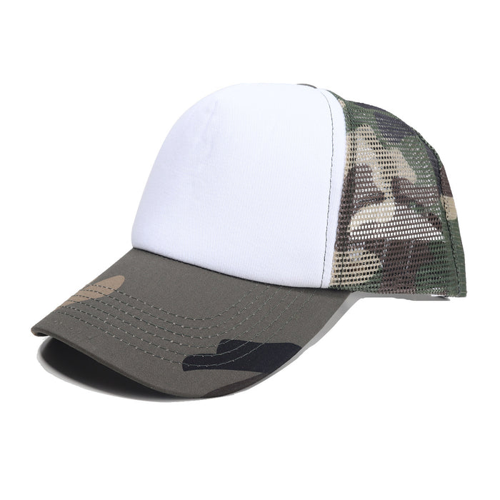 Wholesale Cross-Border Sponge Baseball 5-Piece Soft Top Duckbill Cap Mesh Cap Personalized Embroidered Couple Curved Brim Hat Solid Color Sun Hat