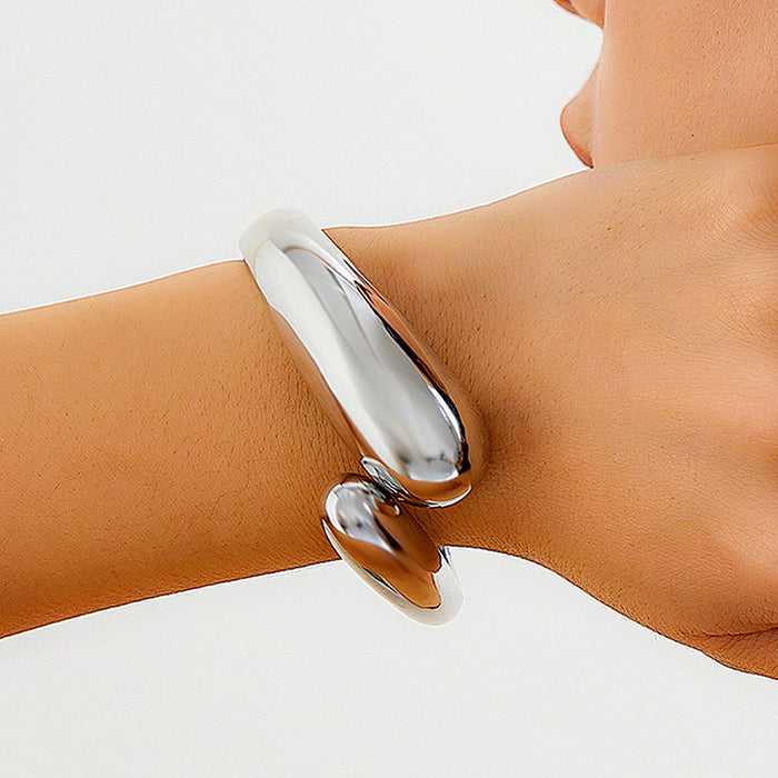 Wholesale Simple Charm Bracelet Polishing Bracelet Smooth Shining Spring Opening Adjustable Female Accessories Ball Accessories