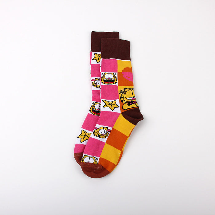 Wholesale Leisure Sports Jacquard Four Seasons Youth Women Cotton Couple Middle Socks Men Trendy Socks Long Socks