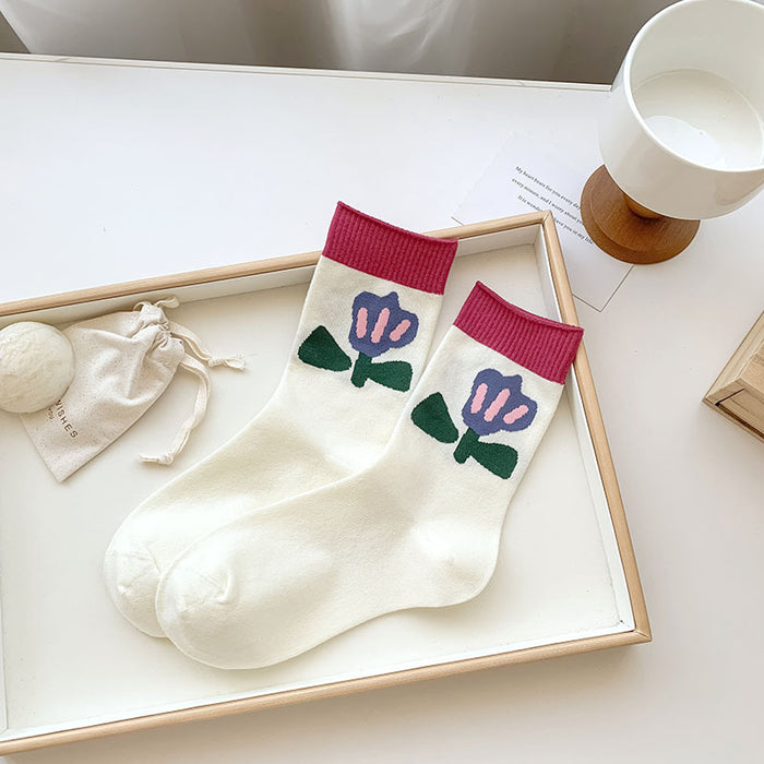 Wholesale New mid tube boneless socks, niche trend, personalized stacking socks, cotton