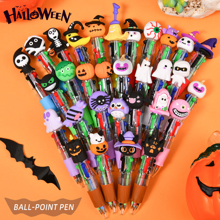 Wholesale 5pcs/ 60pcs  Cartoon Mini Four-Color Ballpoint Pen Cute Primary School Student Handbook Pen Multi-Color Ballpoint Pen Stationery Small Gift