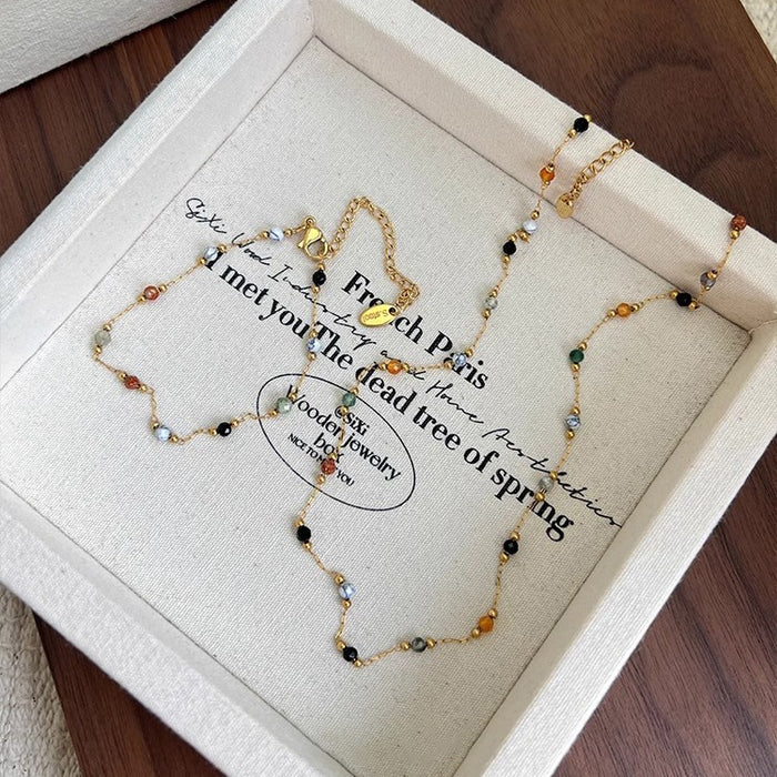 Wholesale  Niche  Simple Silk  Beaded Necklace Bracelet Set for Women