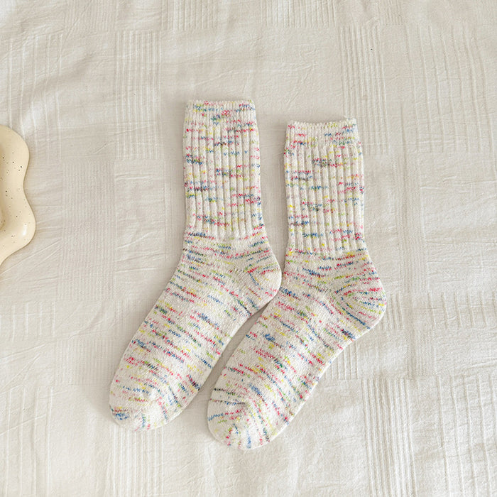 Wholesale Winter Thick Warm Wool Socks with Colorful Ideas, Versatile Mid Barrel Stacking Socks