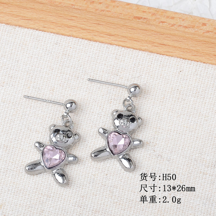 Wholesale Sweet Earrings Jewelry Pink Heart Cross Star Moon Earrings Versatile Women' s Earrings