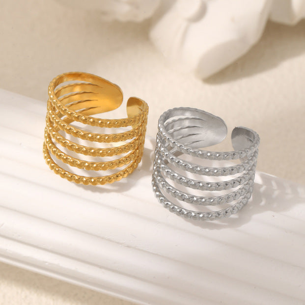 Wholesale Luxury and sophisticated irregular geometric stainless steel ring