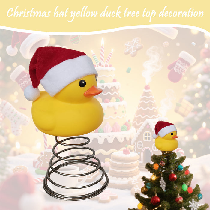 Wholesale Christmas hat yellow duck tree topper Christmas party tree topper decoration supplies