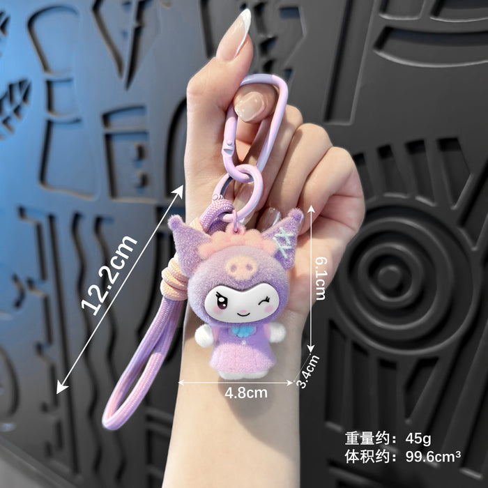 Wholesale Cartoon Plush Keychain Cute Devil Purple Bag Charm Car Key Accessory MOQ≥5