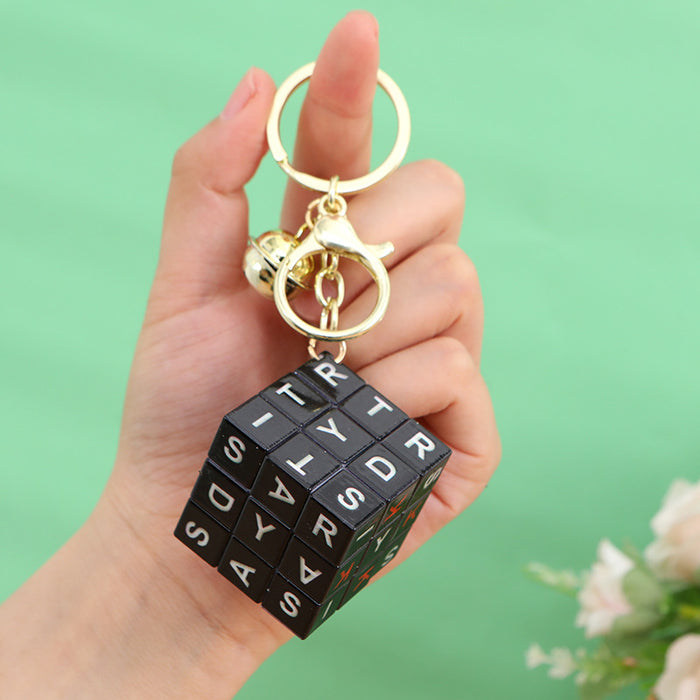 Wholesale Black Letter Keychain Pendant Trendy Puzzle Keychain Resale Car Key Accessory