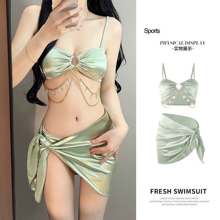 Wholesale Swimsuit Split Bikini Diamond Chain Premium Seaside Resort Hot Springs