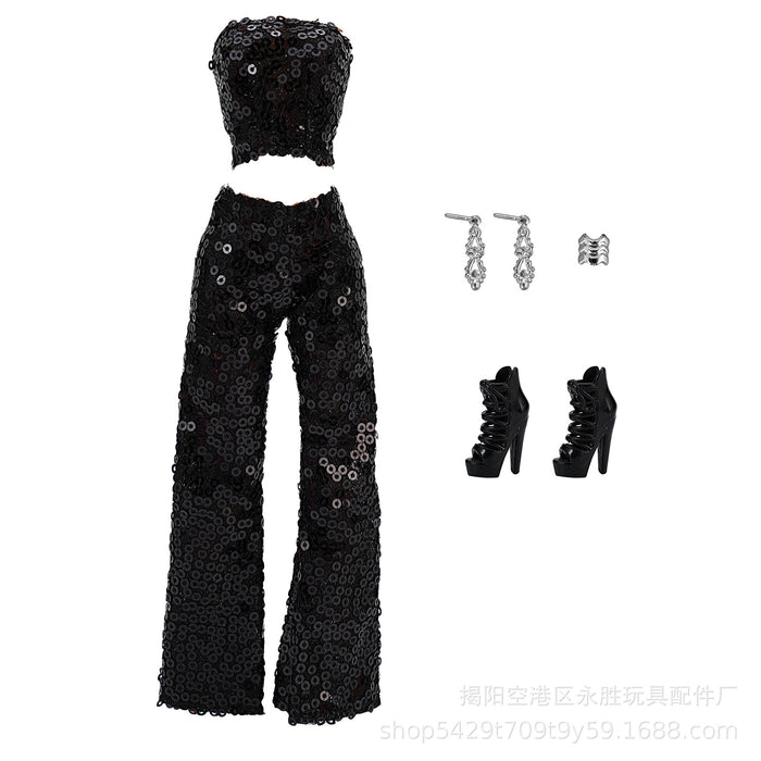 Wholesale doll sequin pants suit 9 color