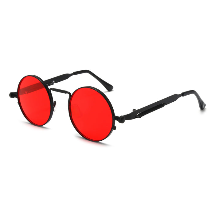 Wholesale New Fashion Round Steampunk Sunglasses Spring Legs Metal Too Glasses