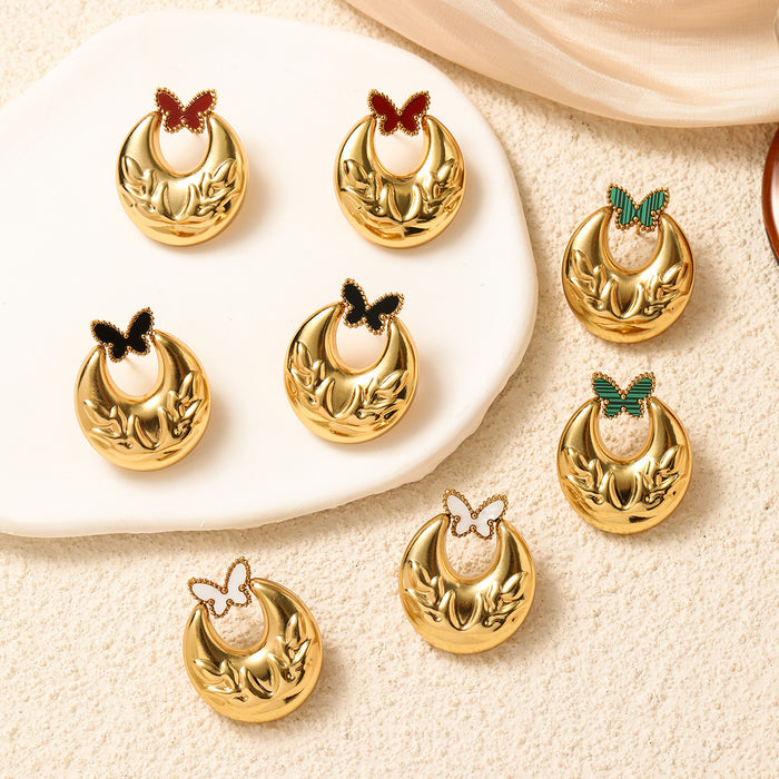 Wholesale Metal style butterfly earrings stainless steel geometry