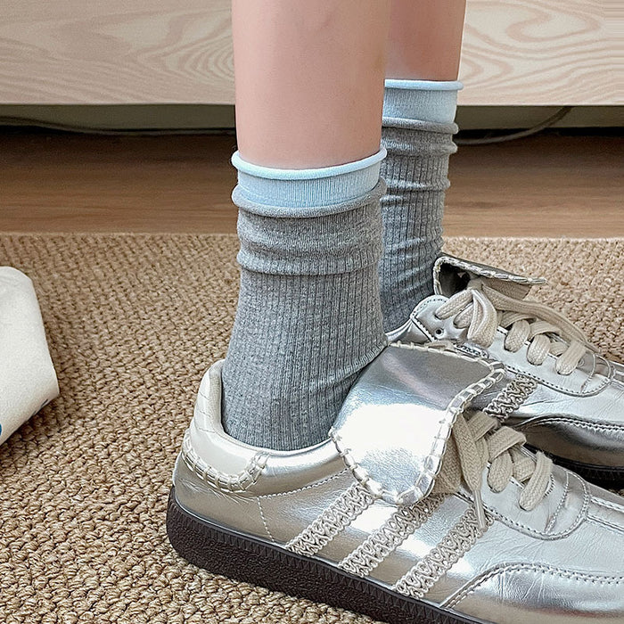 Wholesale Long socks with rolled edges and boneless middle tube socks, versatile and loose fit