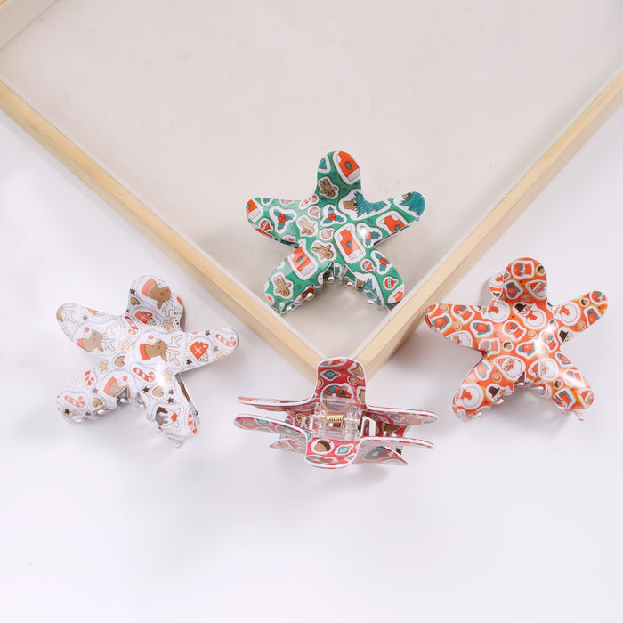Wholesale Starfish hairpin  gripper Christmas crutch elk snowman shark clip