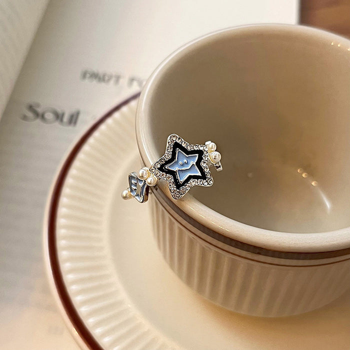 Wholesale Star Pearl Smile Ring Couple's Index Finger Irregular Opening Ring