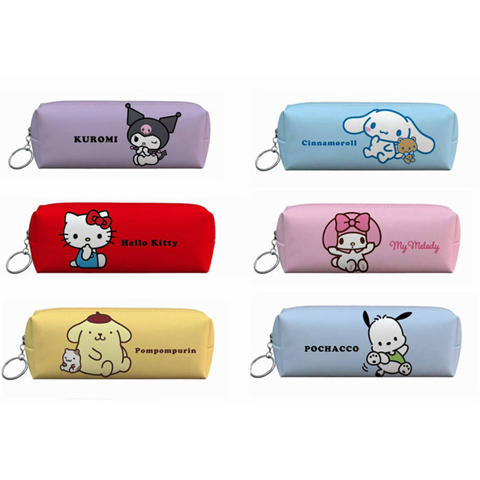 Wholesale Casual Cartoon Double Sided Print Zipper PU Pencil Case For Students Large Capacity Storage