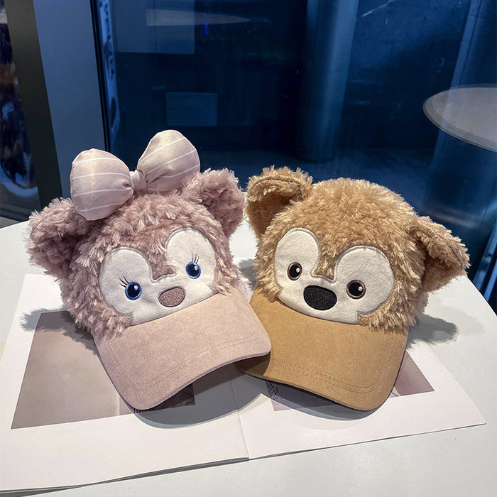 Wholesale Plush baseball cap for girls, cute and warm in autumn and winter, little bear stand up ear cartoon duckbill cap