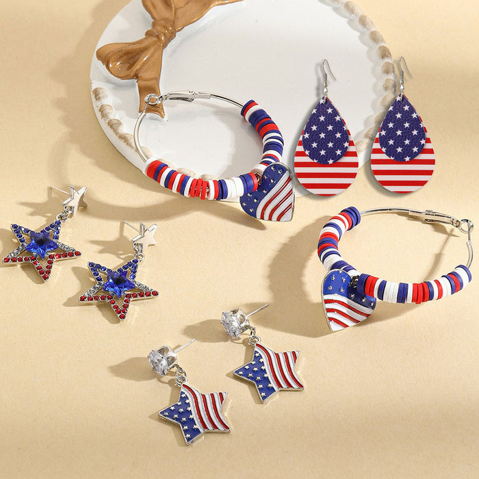 Wholesale Earrings Heart shaped National Flag Earrings National Day Earrings