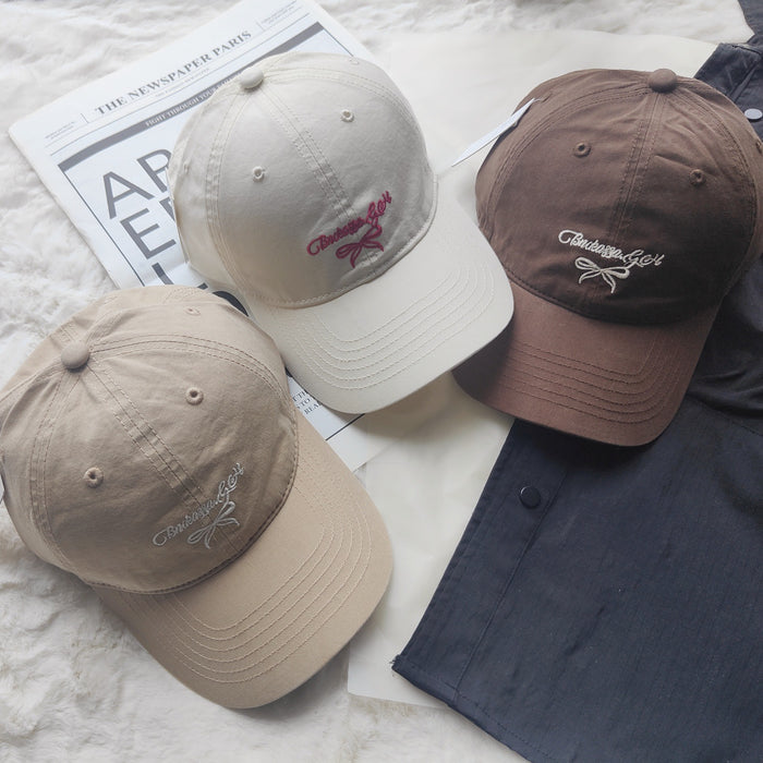Wholesale New letter bow embroidered baseball cap, sun protection and sunshade cap, duckbill cap