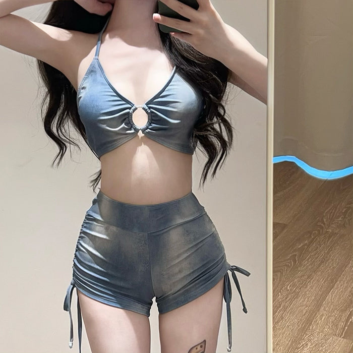 Wholesale Tie dye split bikini top sexy swimsuit three piece set