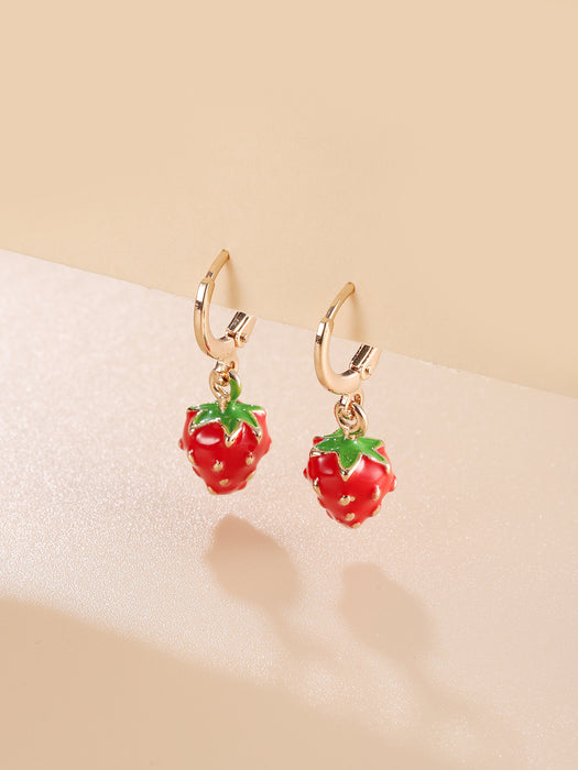 Wholesale Cartoon Strawberry Earrings Girl's  Earrings Cute Earrings