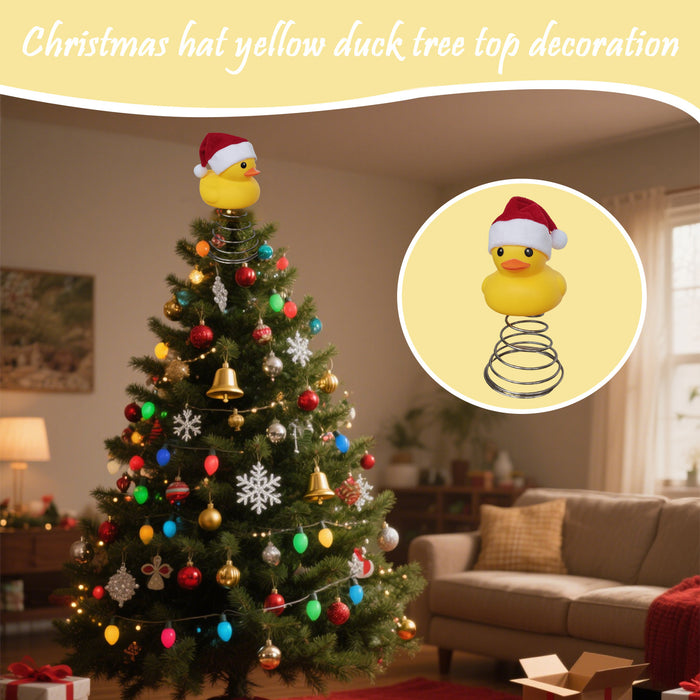Wholesale Christmas hat yellow duck tree topper Christmas party tree topper decoration supplies