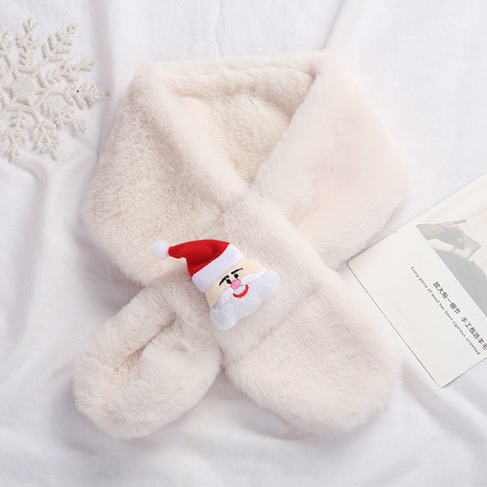 Wholesale Christmas Series Children's Autumn and Winter Cartoon Western-style Warm Scarf Imitation Rabbit Fur Thick Neck Cover JDC-SF-GJ005