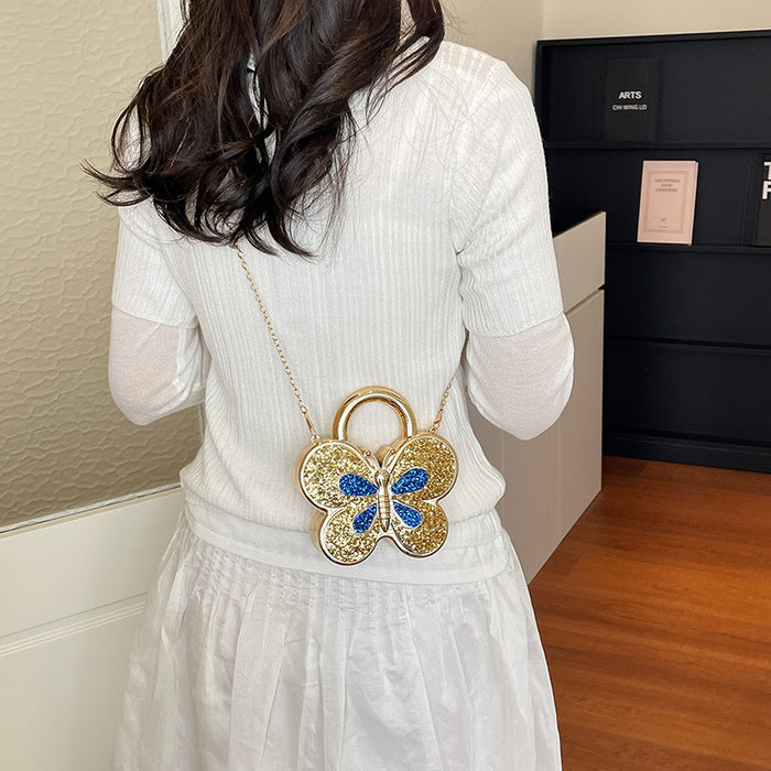 Wholesale Acrylic Butterfly Rhinestone Chain Shoulder Bag Silver Red Fashion Accessory for Resale