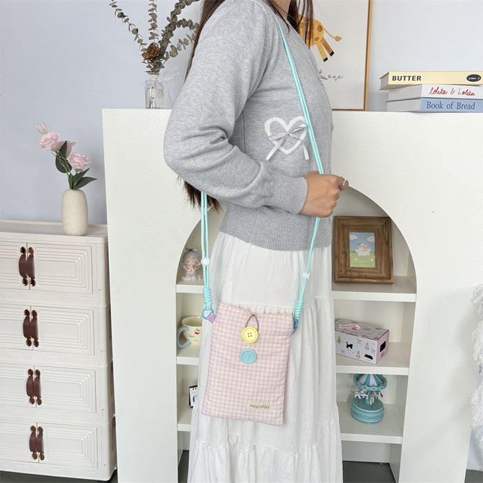Wholesale Stylish Plaid Button Crossbody Phone Bag Women S Everyday Casual Large Capacity Fashion Accessory Gift