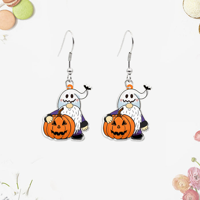 Wholesale pumpkin dripping oil funny Heat Shrinkable earrings dwarf elderly  series jewelry