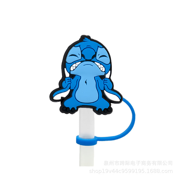 Wholesale New Cute Anime Party Straw Decoration Cartoon Straw Cover Straw Cap Silicone Dust Stopper Cross border Product