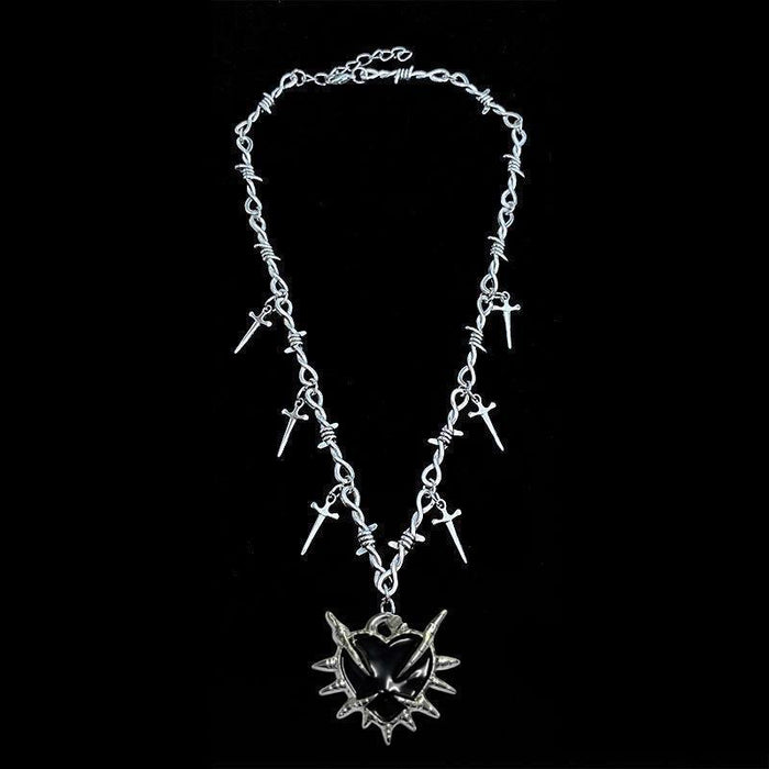 Wholesale Dark Love Sword Thorn Necklace Street Retro Sweater Chain