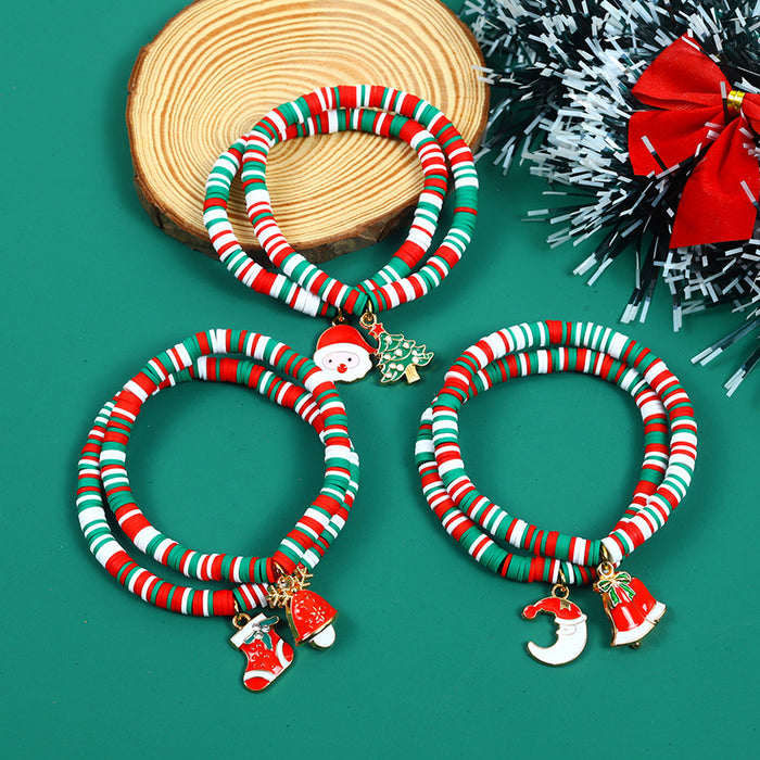 Wholesale Christmas Soft y Bracelet Beaded suit Santa Bell Gift Bracelet