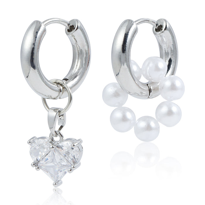 Wholesale double-ring dual-purpose luxury heart hoop earrings