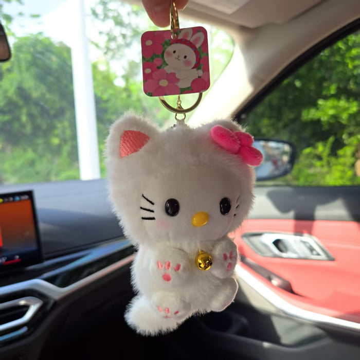 Wholesale Long Tail Cat Bag Doll Black Leather Pendant Keychain