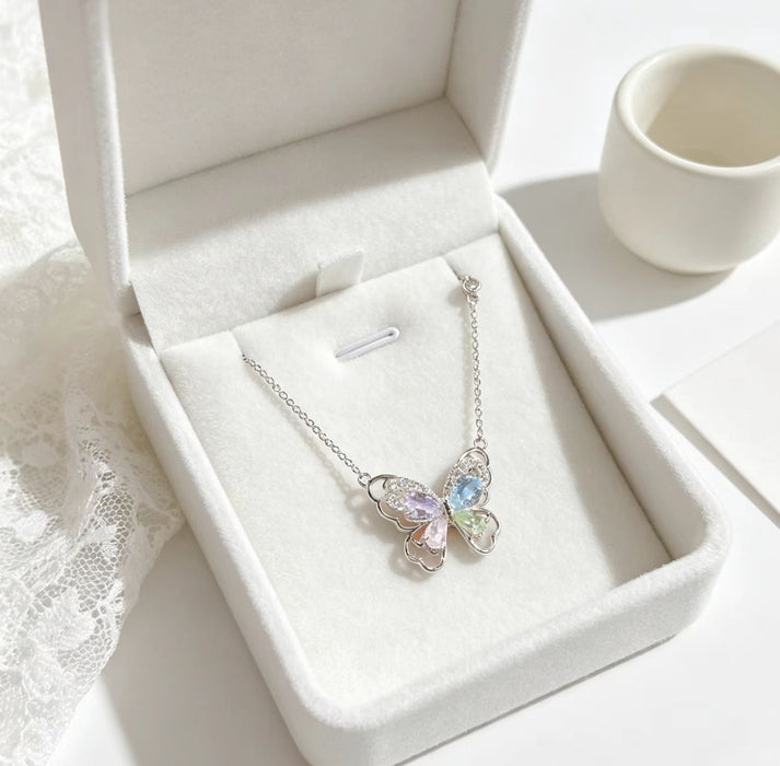Wholesale Colorful Butterfly Gold-Plated Copper Clavicle Necklace Trendy Fashion Accessory