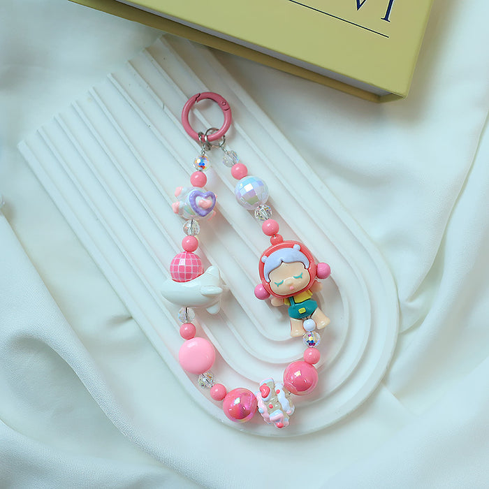 Wholesale Beaded Mobile Phone Chain Bag Pendant Girl Heart Cute Blind Bag Student Backpack Pendant