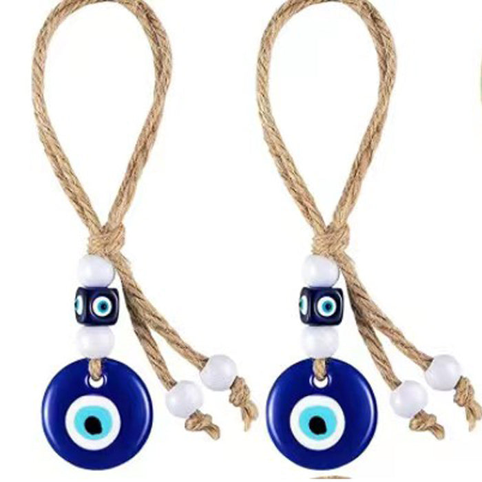 Wholesale Blue Eye 3.5CM Devil's Eye Pendant with Hemp Rope Square Beads Bead Bead Pendant