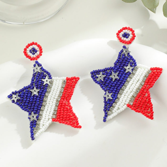 Wholesale Wholesale of national flag earrings with red, white, and blue pentagrams