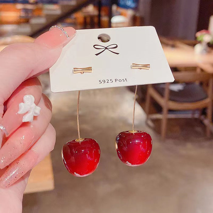 Wholesale cherry fruit acrylic earrings Cherry elegant simple cute resin trendy earrings