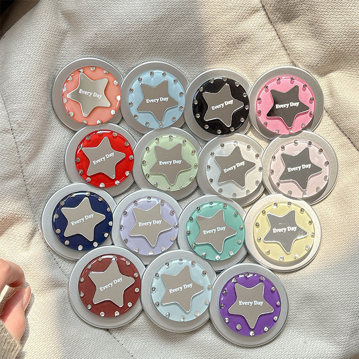 Wholesale Simple Star Design Desktop Retractable Phone Holder with Rhinestone Mirror