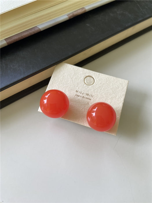 Wholesale New Colored Candy Ball Earrings Silver Needle Temperament Round Earrings Earrings