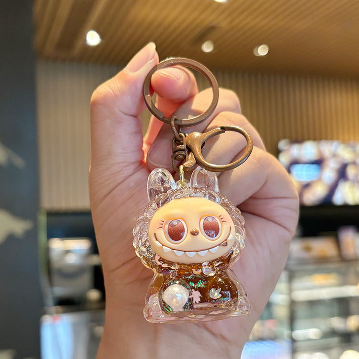 Wholesale Acrylic Crystal Oil Sand Bottle Rabbit Keychain Fashion Accessory Gift for Girls