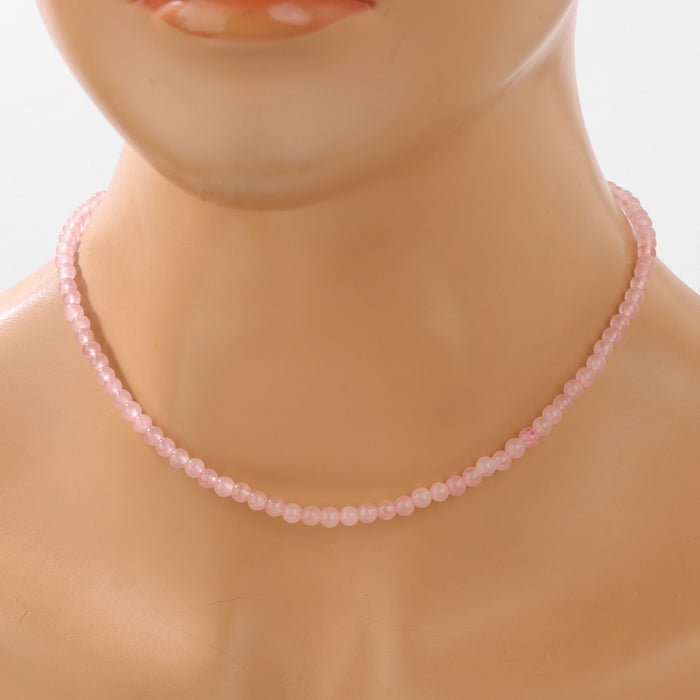 Wholesale 4mm stone bead necklace with stainless steel lobster clasp choker length